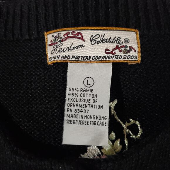 Vtg Heirloom Collectibles Embroidered Floral Button Cardigan Sweater Size L - Picture 7 of 10